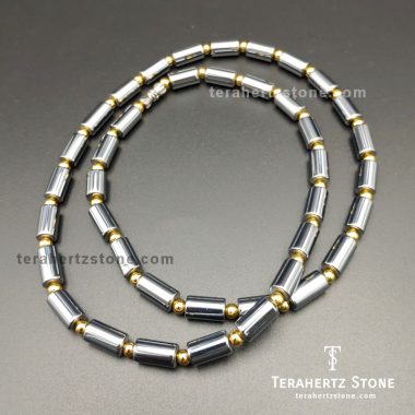 Terahertz Stone Cylinder Annular Gold Necklace 10mm + 3mm